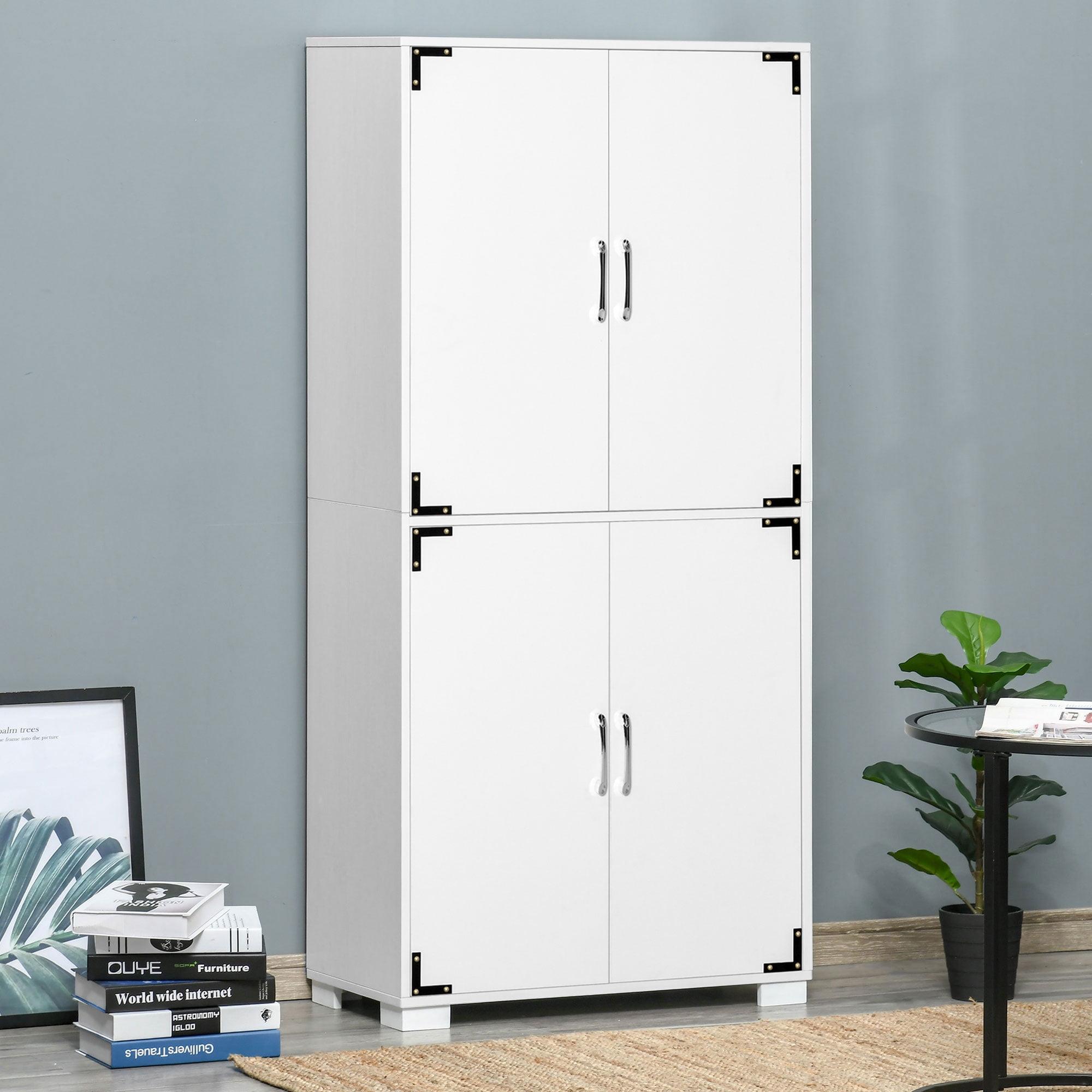 HOMCOM Industrial Style 4-Door Cabinet Pantry Cupboard with Storage Shelves for Bedroom and Living Room