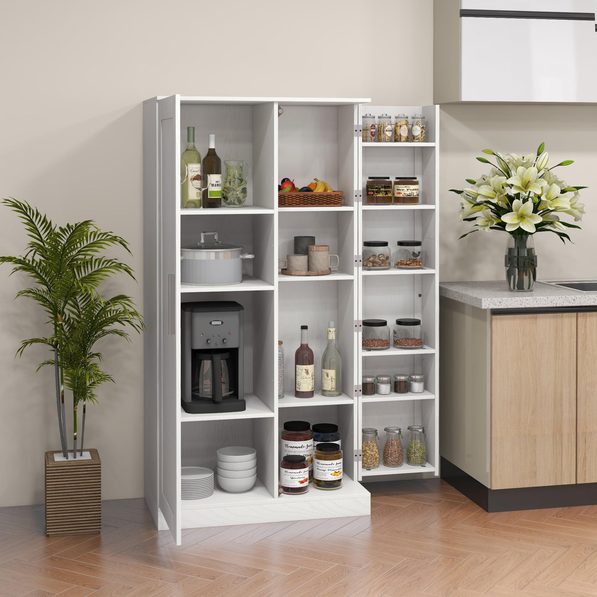 White 14-Tier Freestanding Kitchen Pantry Cabinet