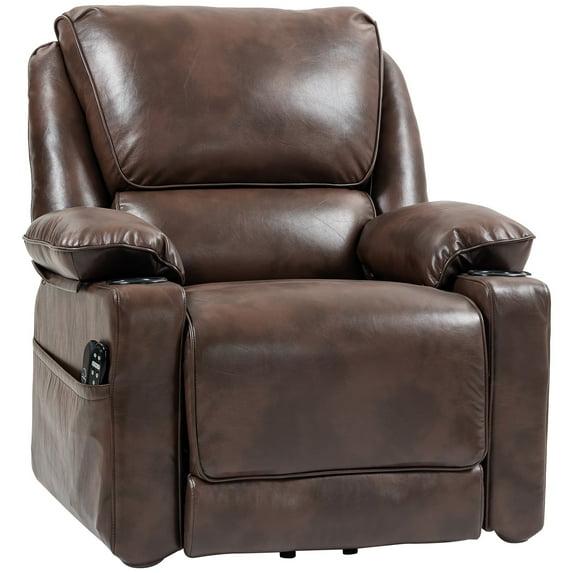 HOMCOM Power Lift Recliner Chair, Electric Heated Massage Reclining Chair with Remote, Side Pockets, Pocket Spring, Brown