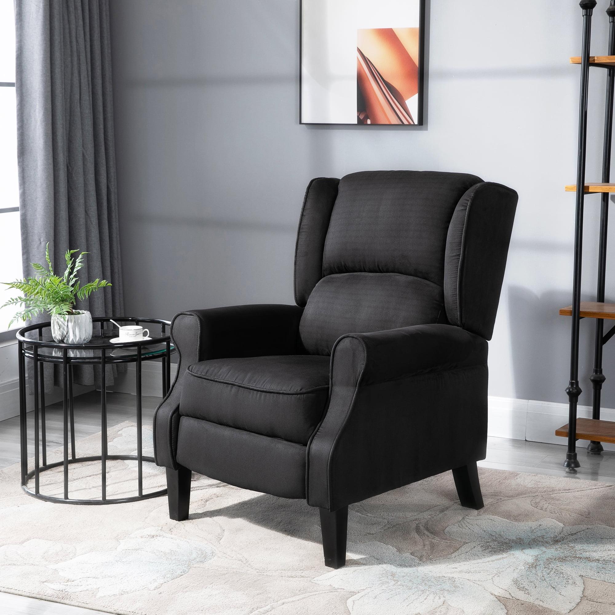 HOMCOM Wingback Heated Vibrating Massage Chair, Accent Sofa Vintage Upholstered Massage Recliner Chair, Black