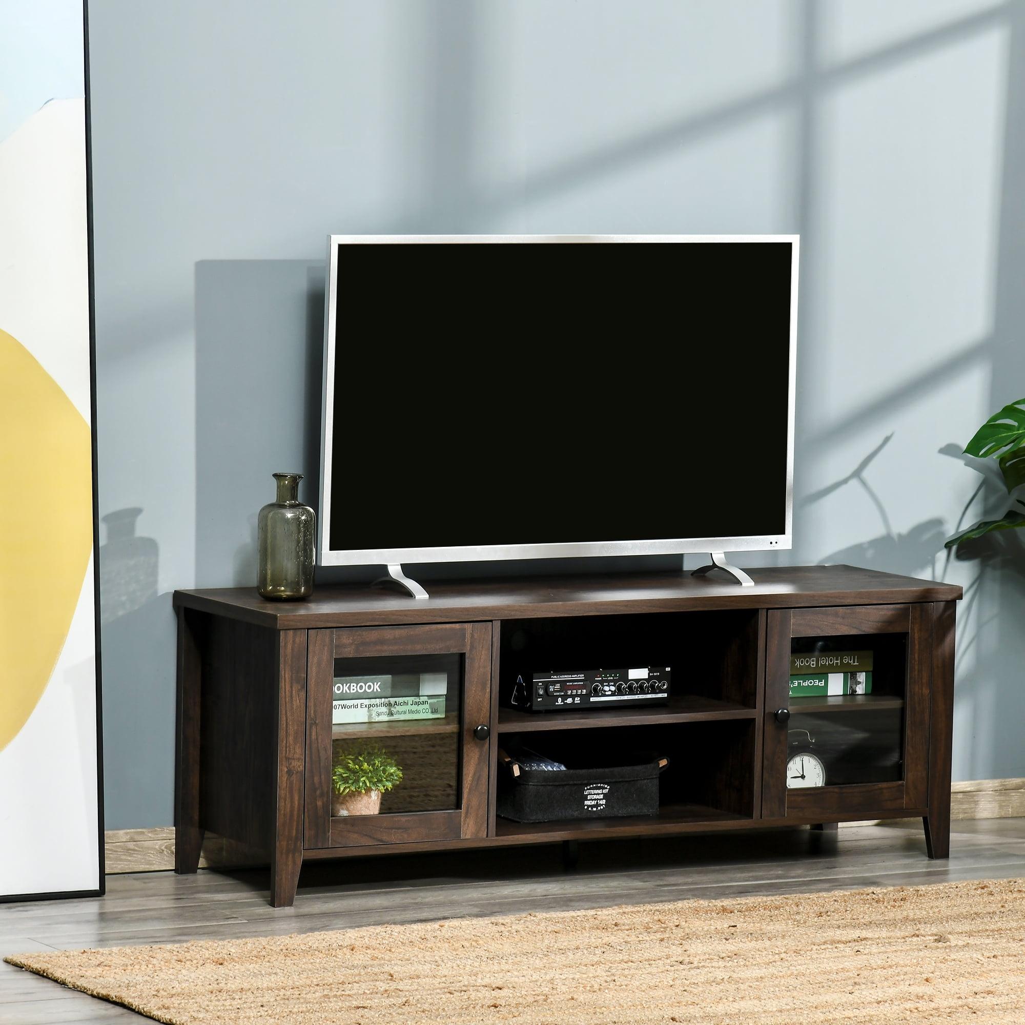HOMCOM Modern TV Stand, Entertainment Center with Shelves and Cabinets for Flatscreen TVs up to 60" for Bedroom, Living Room, Coffee