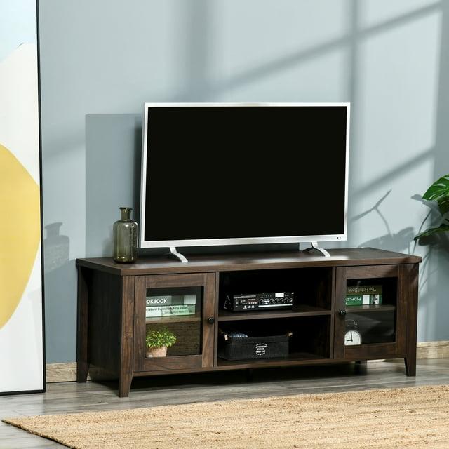 HOMCOM Modern TV Stand, Entertainment Center with Shelves and Cabinets for Flatscreen TVs up to 60" for Bedroom, Living Room, Coffee