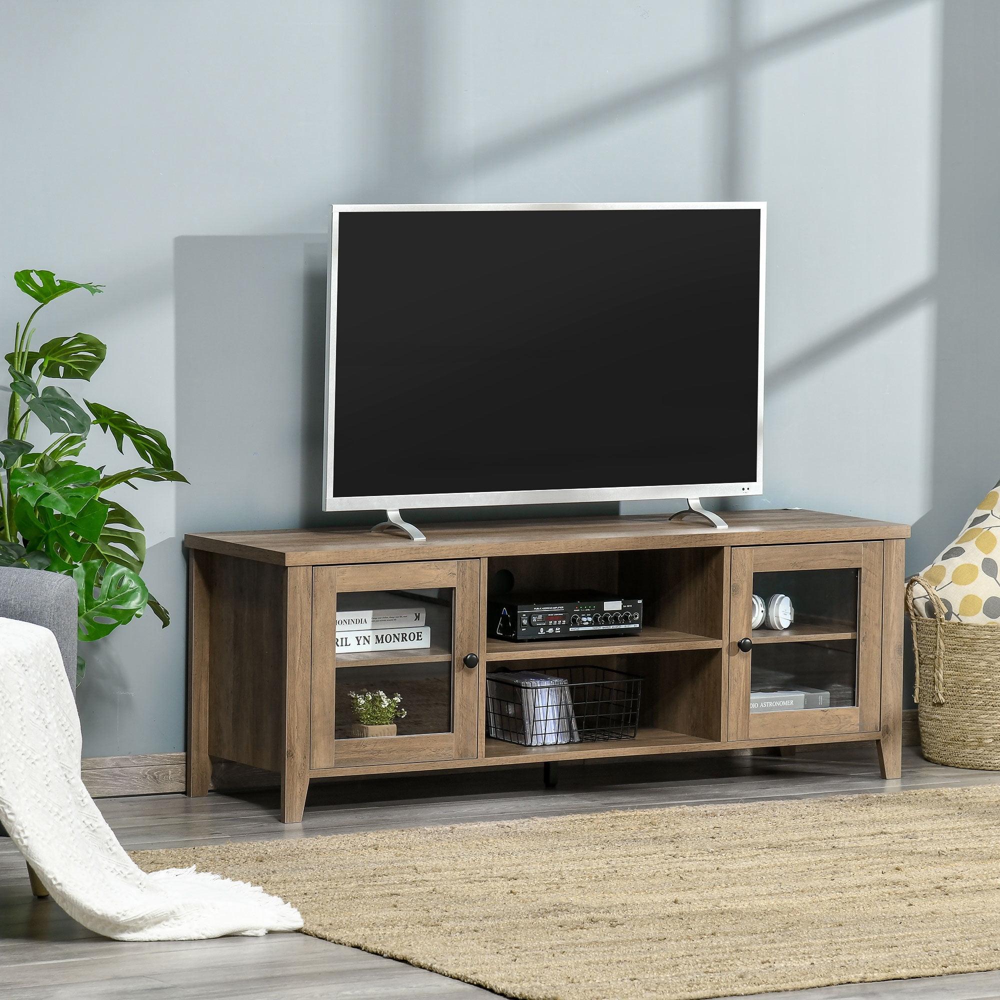 HOMCOM Modern TV Stand, Entertainment Center with Shelves and Cabinets for Flatscreen TVs up to 60" for Bedroom, Living Room