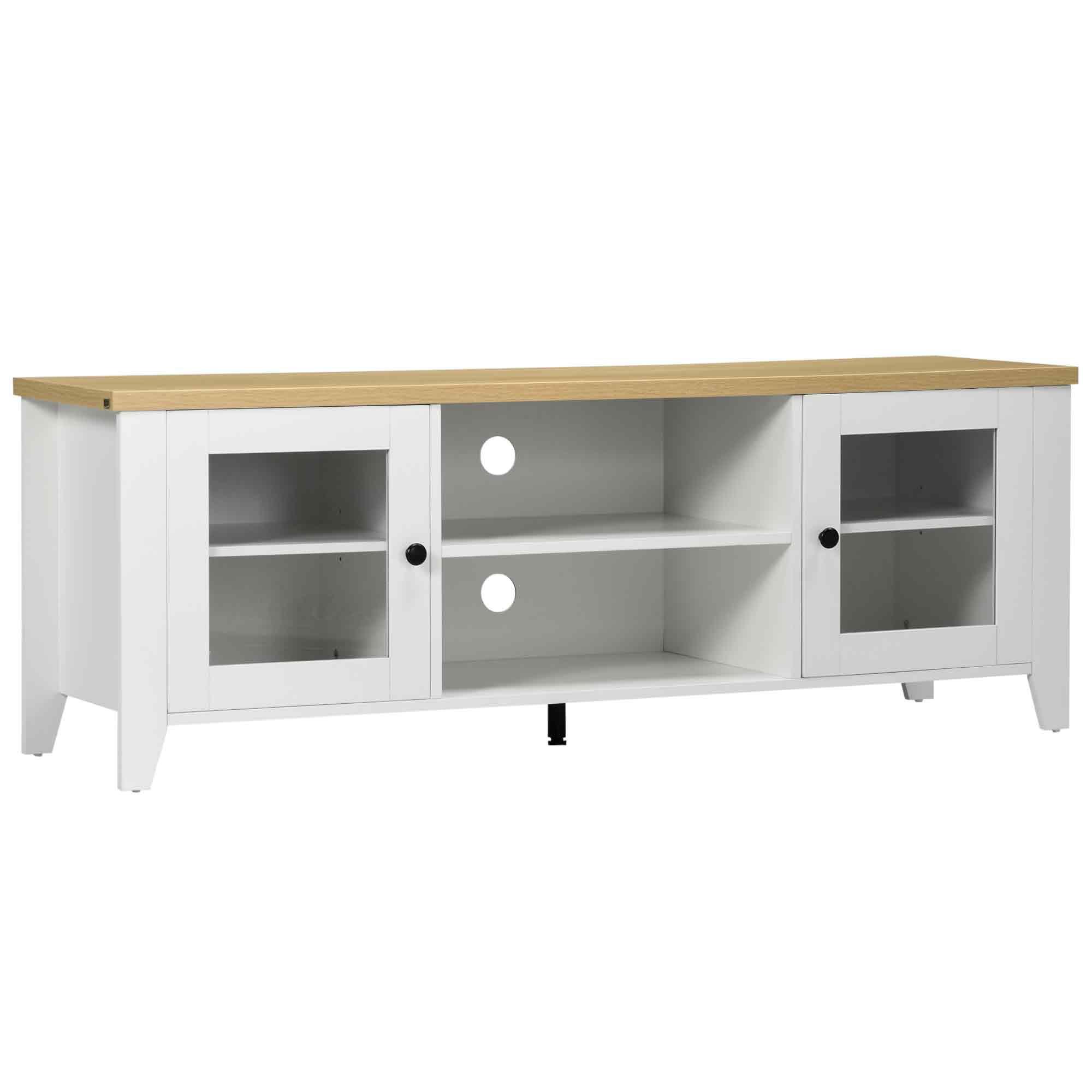 Modern White Entertainment Center with Spacious Storage