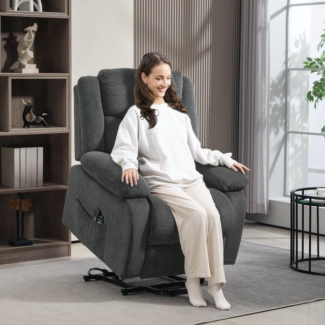 HOMCOM Power Lift Recliner Chair with Massage and Heat, Electric Lift Chair for Elderly, Gray