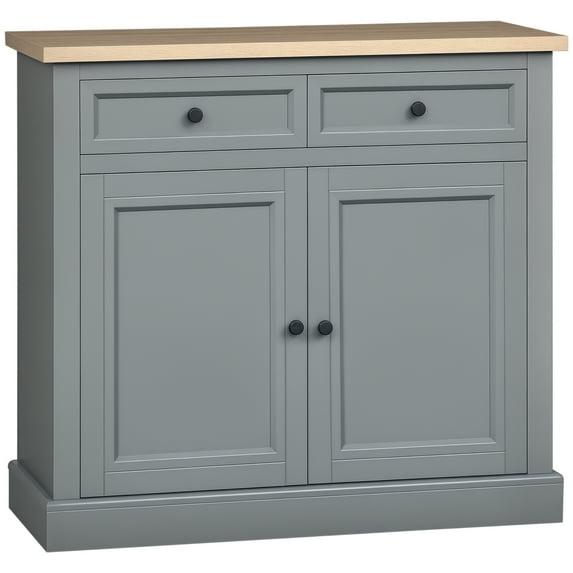 HOMCOM Sideboard Buffet Cabinet with Storage Drawers, 2 Door Kitchen Storage Cabinet with Adjustable Shelves, Coffee Bar for Living Room, Dark Gray