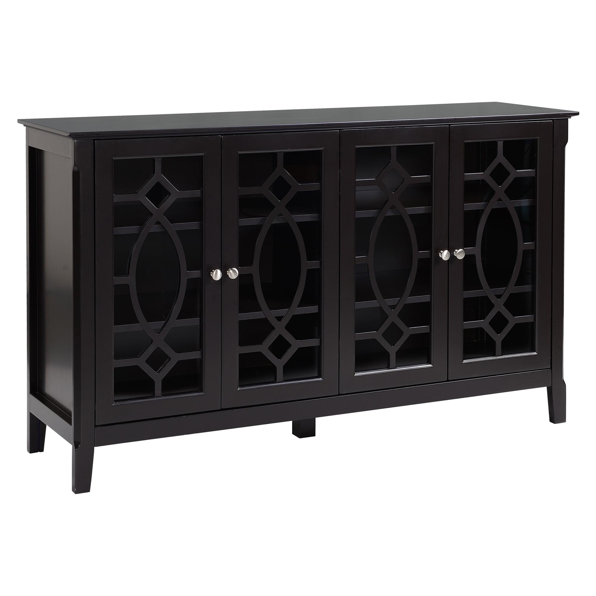 HOMCOM Sideboard Buffet Cabinet with Storage, Credenza, Coffee Bar Cabinet with Glass Doors, Espresso