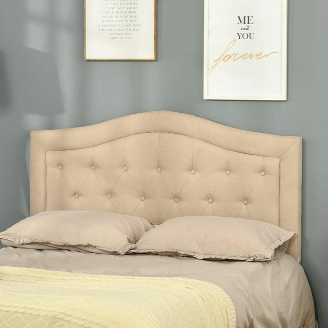 HOMCOM Upholstered Headboard, Button Tufted Bedhead Board, Home Bedroom Decoration for Full-Sized Beds, Beige