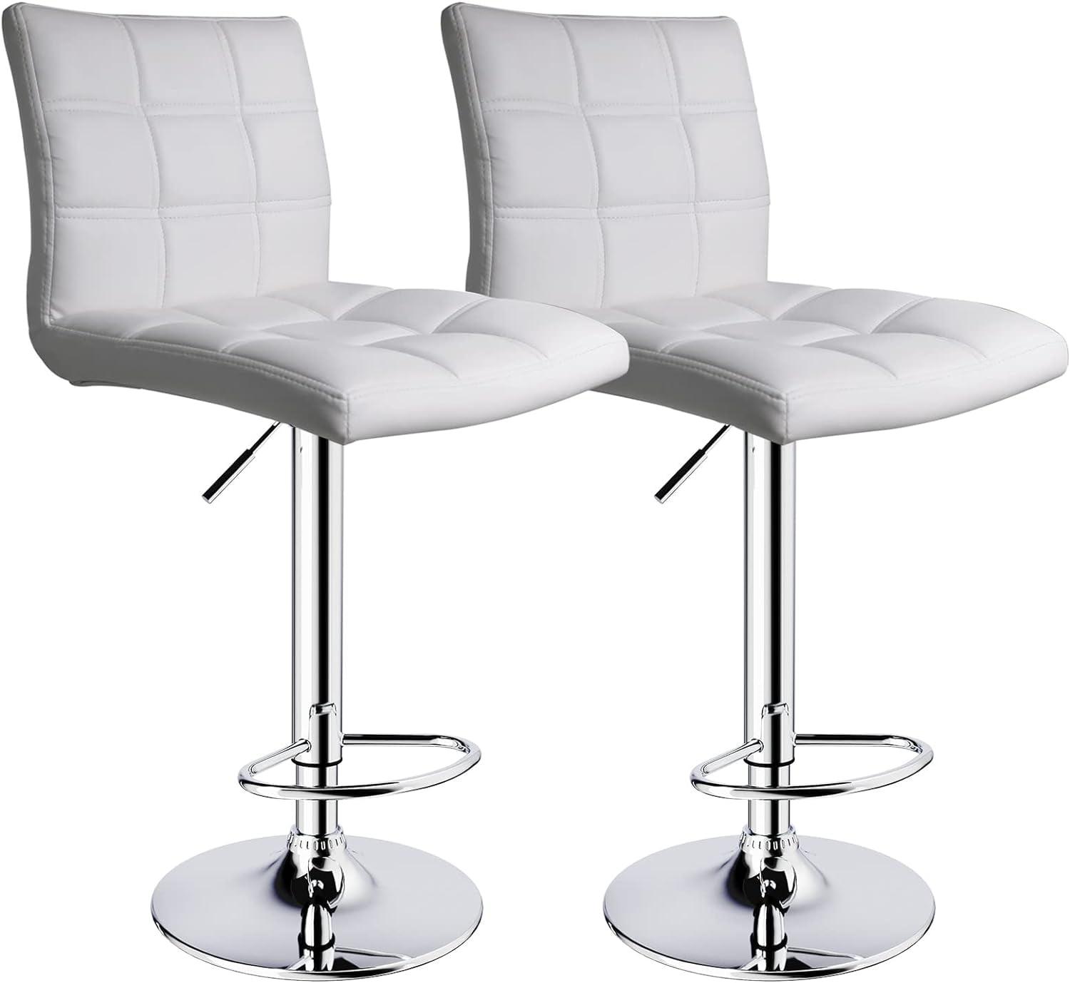 Bar Stools 1 Set Of 2, Counter Height Bar Stools, Square Cushion Bar Stools With Back, Footstool, Cafe, 2 Pieces