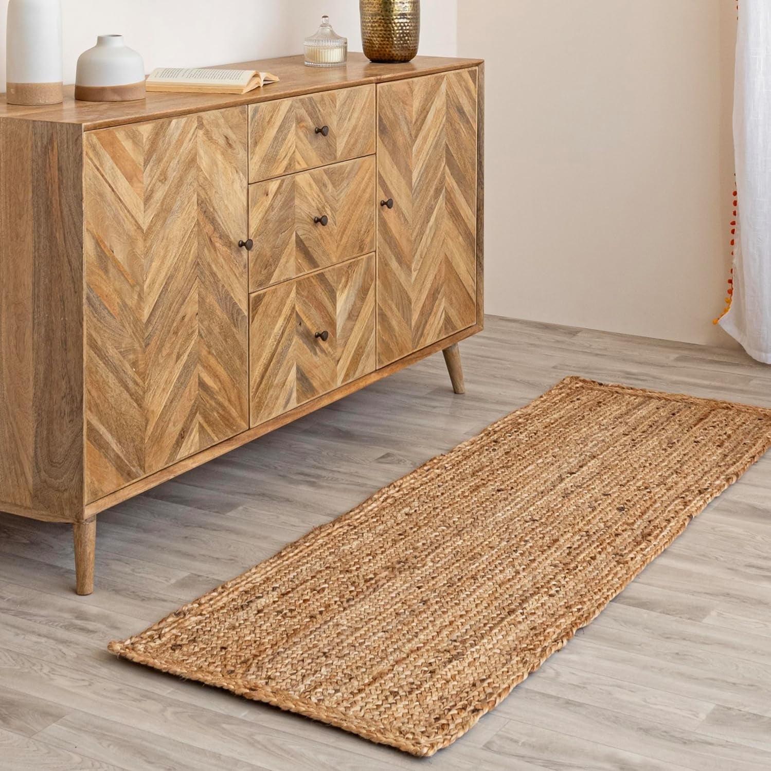 Natural Braided Jute 2x8 Feet Handmade Runner Rug