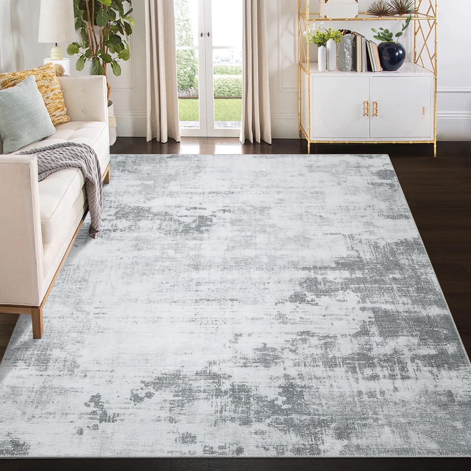 HOMERRY Foldable Area Rug 5' x 7' Washable Modern Abstract Gradient Rug Anti-Slip Backing Rugs for Living Room, Gray