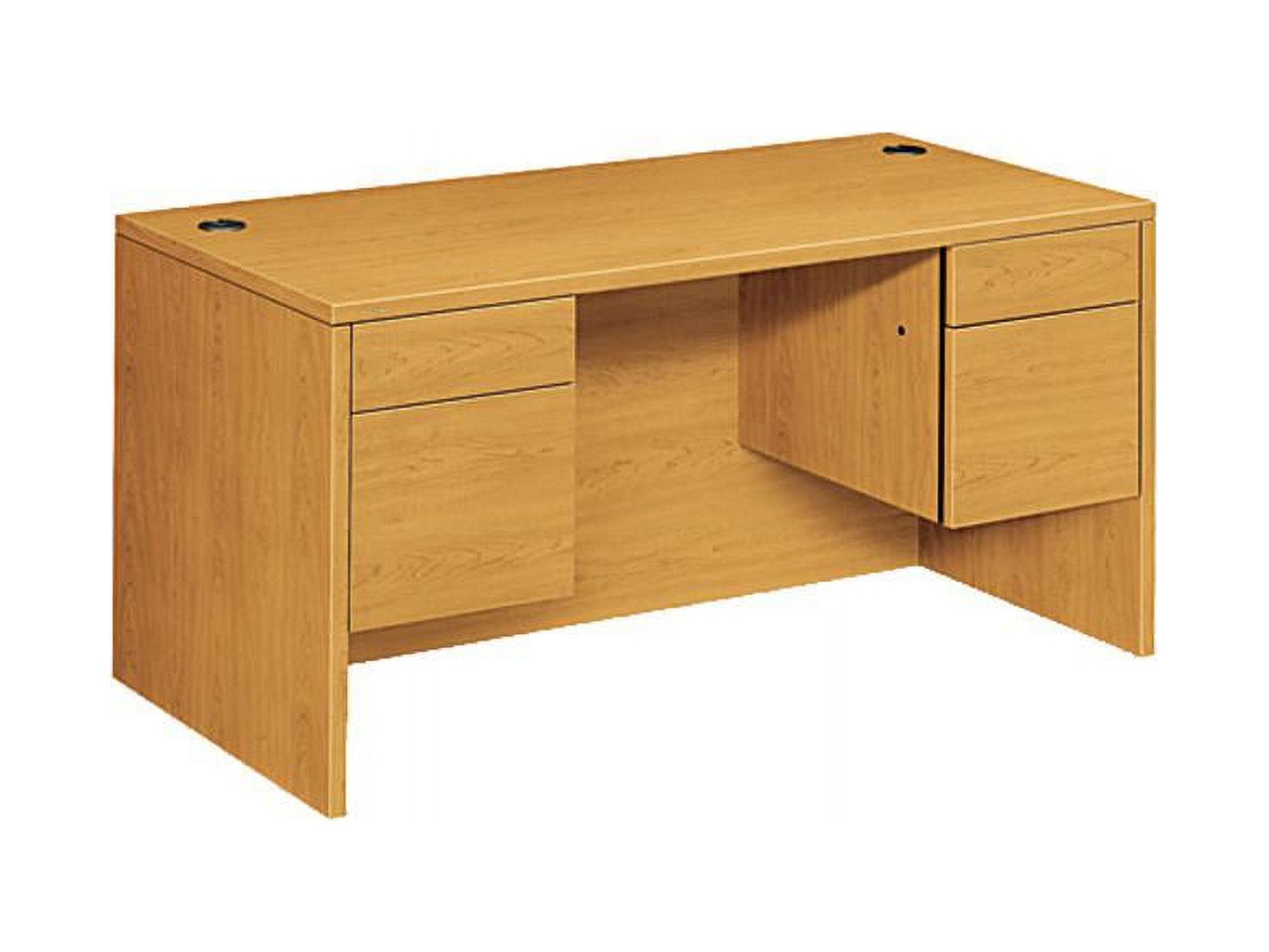 Executive Harvest Wood Desk with Dual Pedestals and Filing Drawer