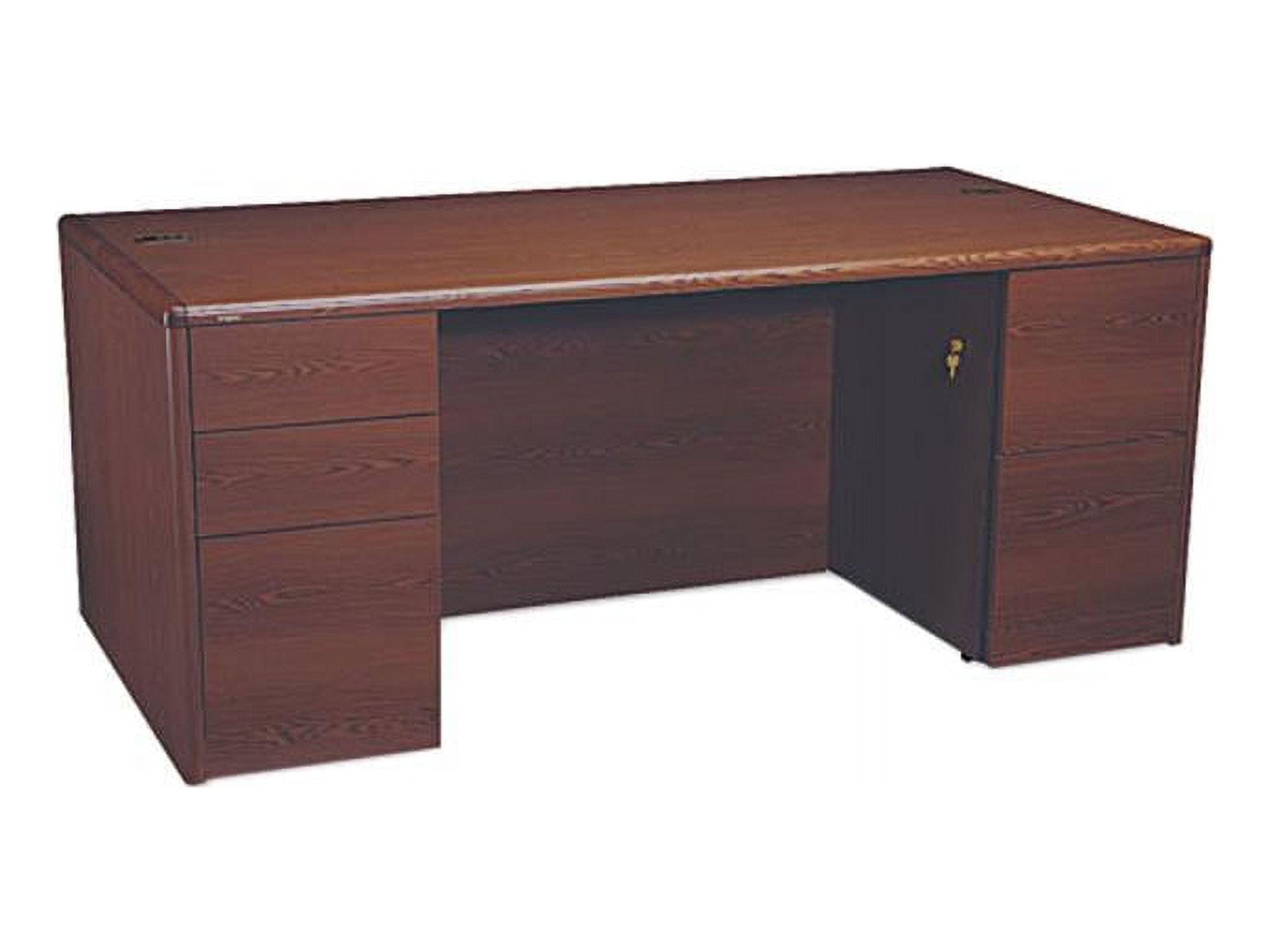 Mahogany 72" Executive Desk with Drawers and Filing Cabinet