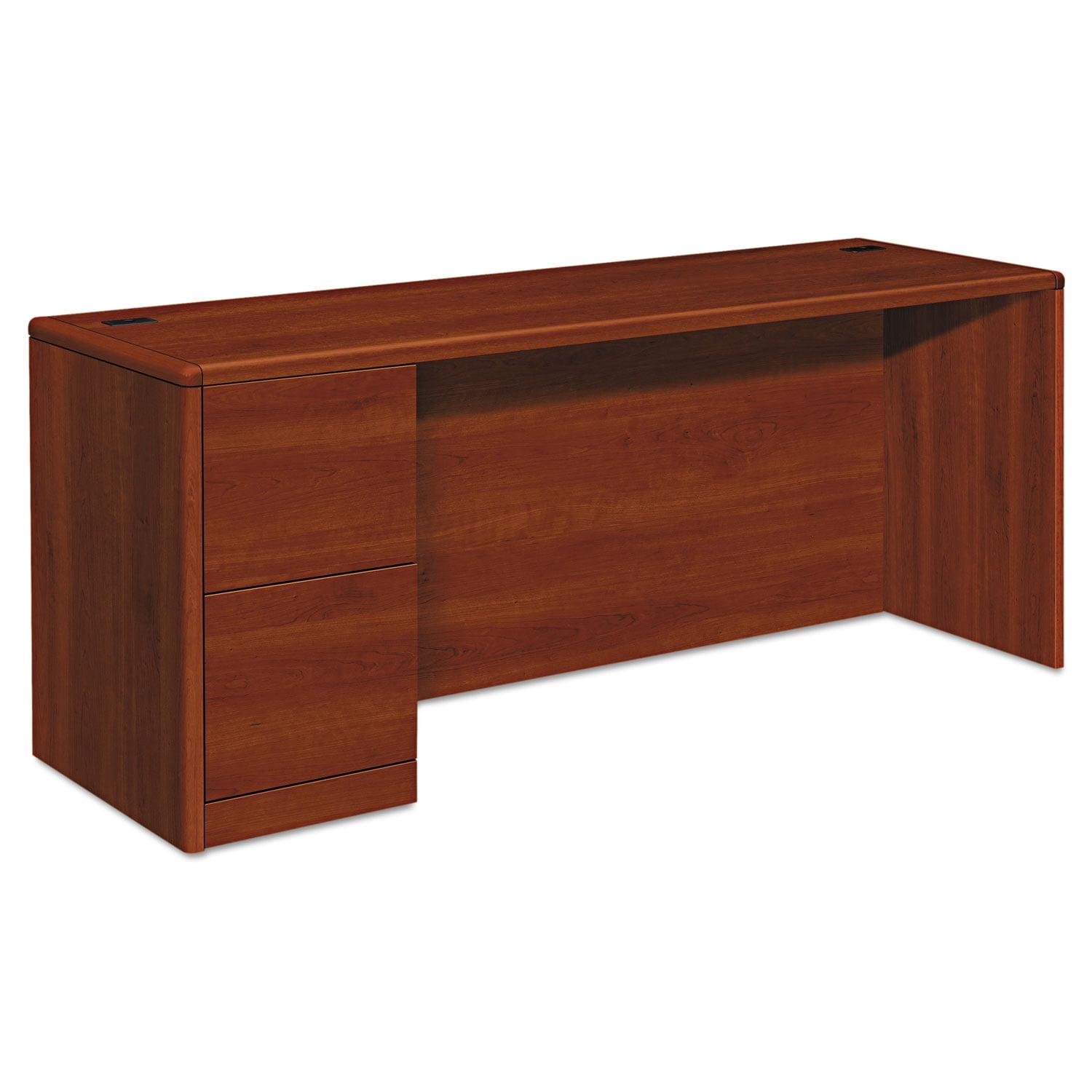 Brown Executive Wood Credenza with Drawer and Filing Cabinet