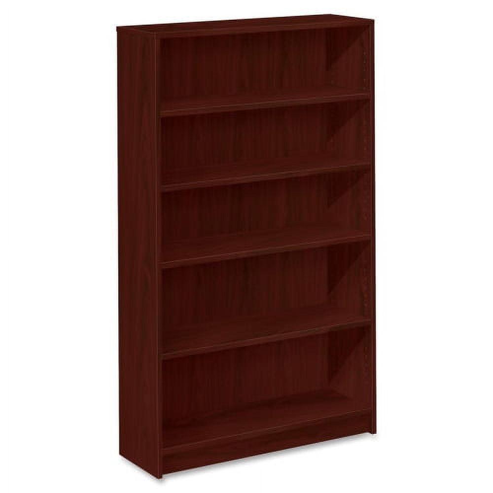 Mahogany 5-Shelf Adjustable Laminate Bookcase