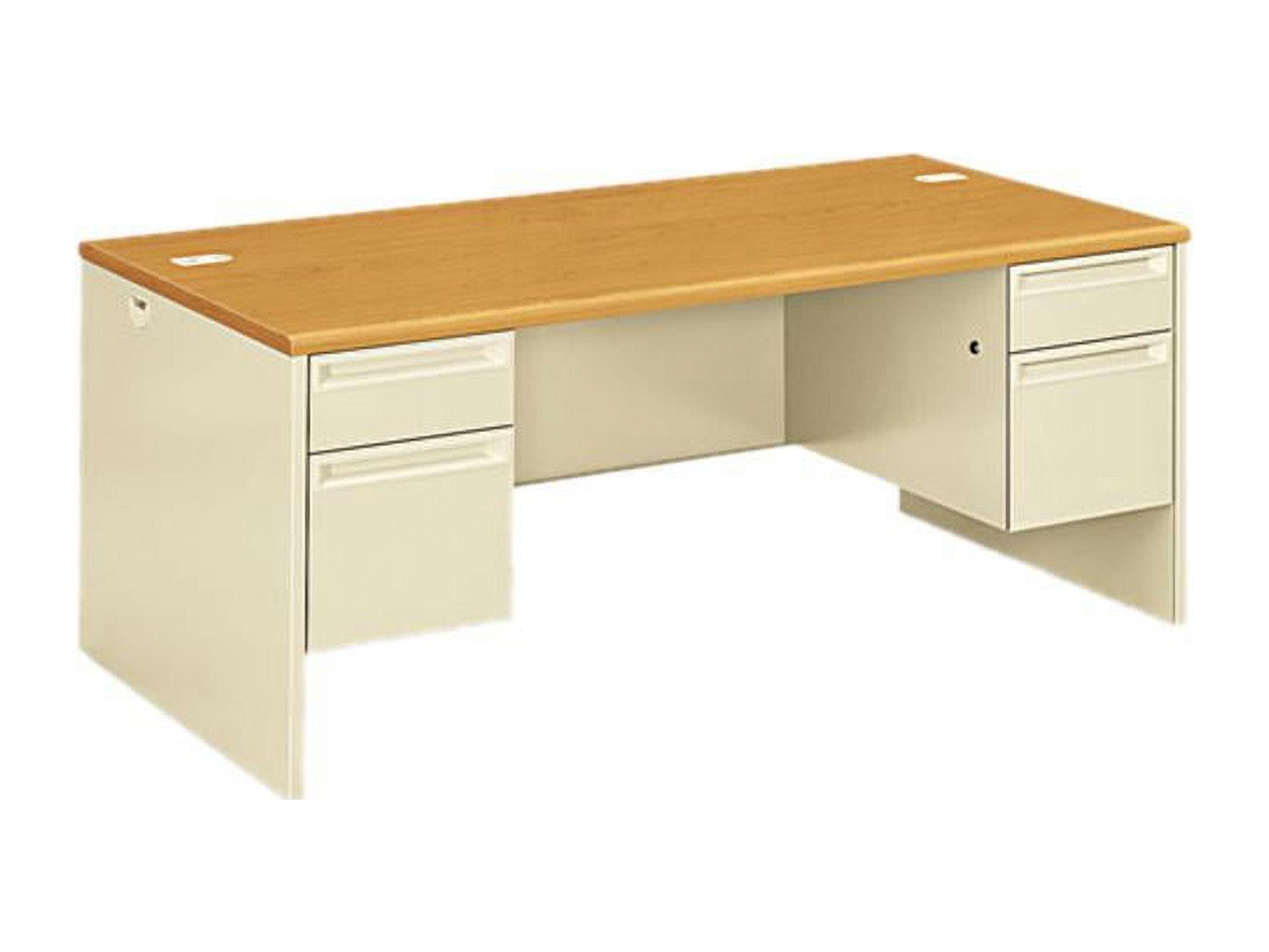 Executive Harvest Putty Metal Desk with Drawer and Filing Cabinet, 72x36"