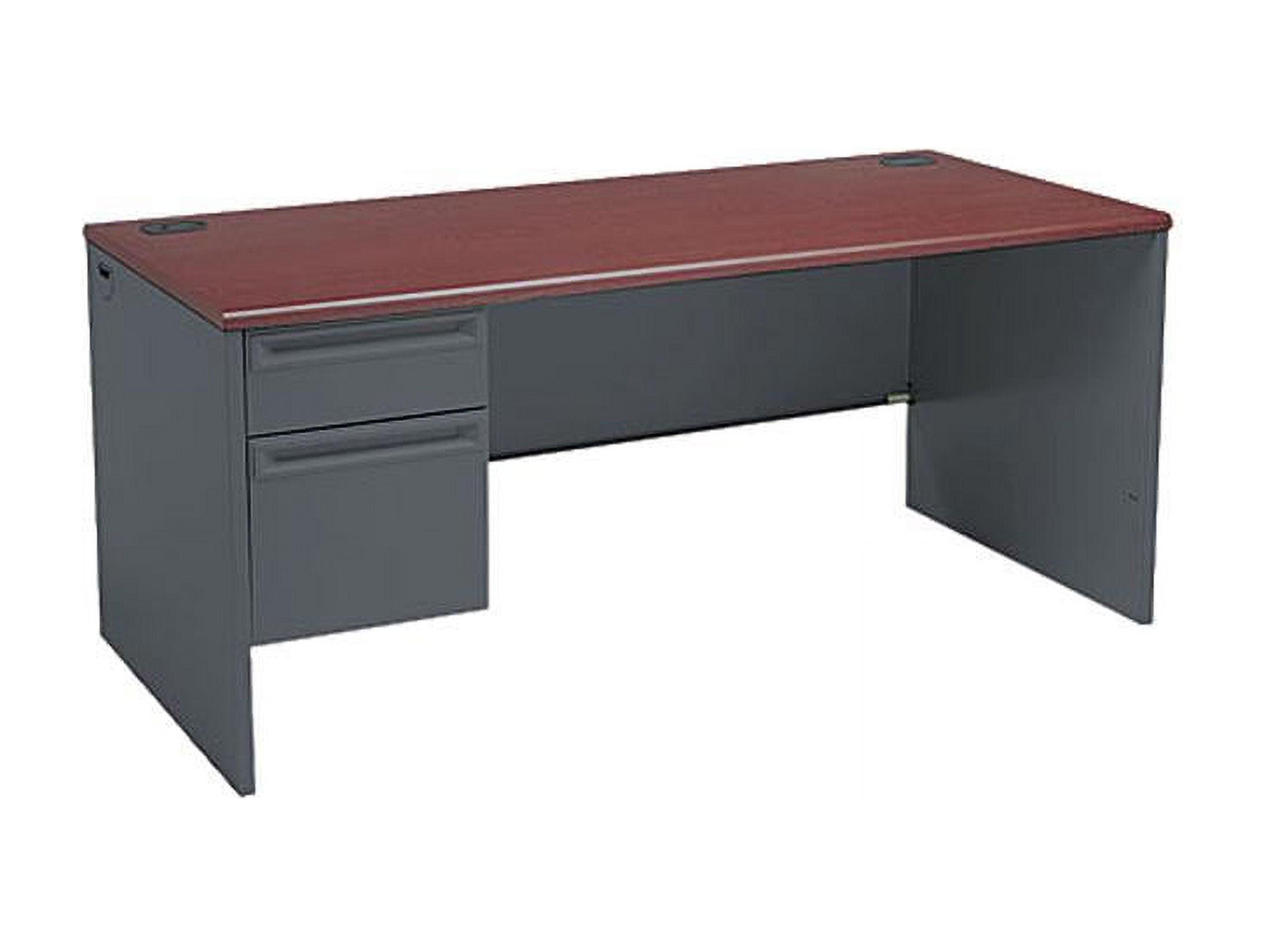 Mahogany and Charcoal Executive Desk with Filing Cabinet