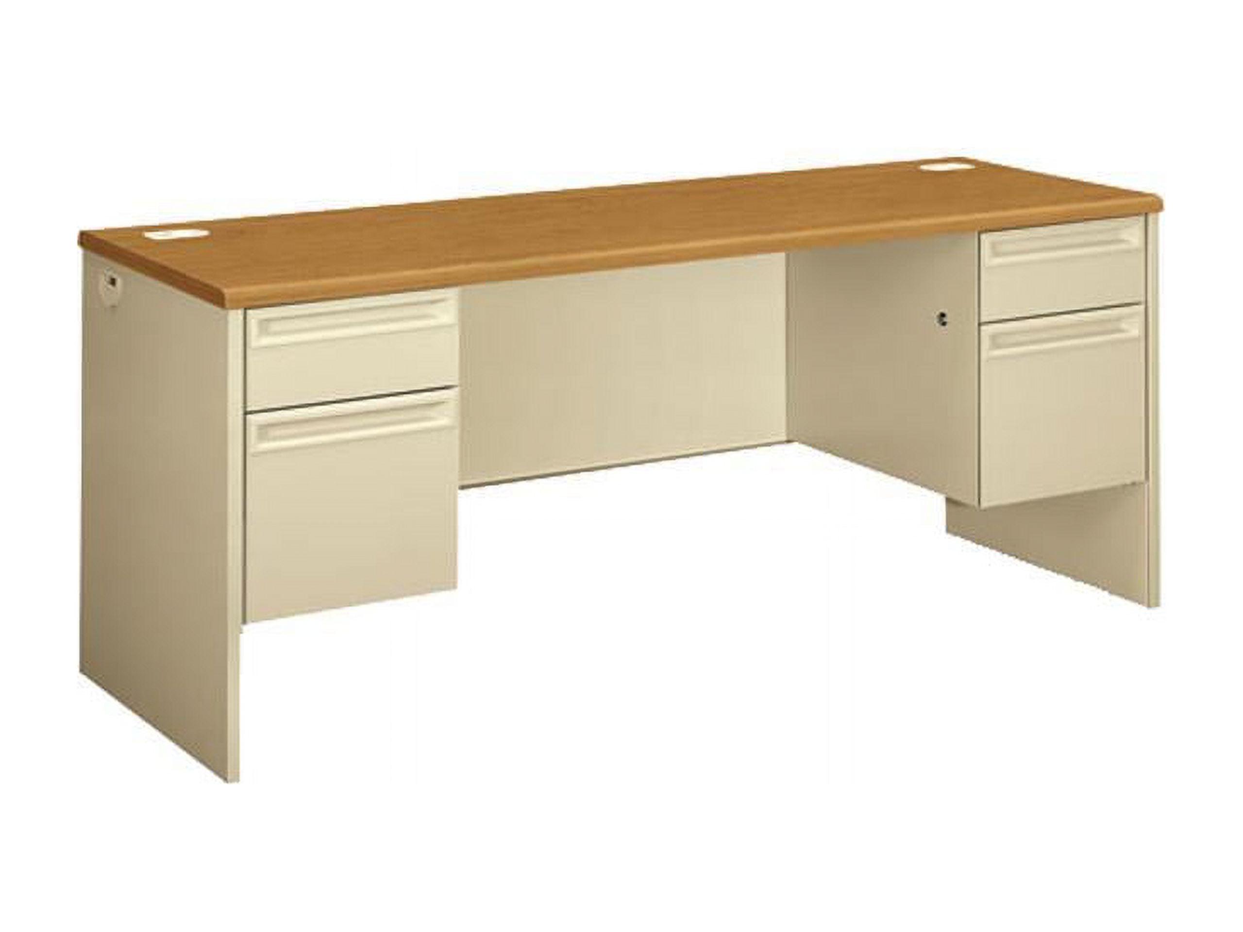 Executive Gray Credenza Desk with Drawer and Filing Cabinet