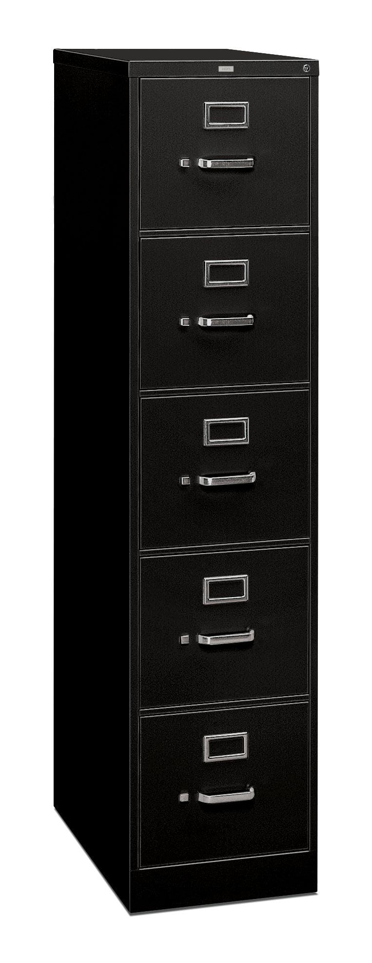 Sleek Black 5-Drawer Legal Size Lockable Vertical Filing Cabinet