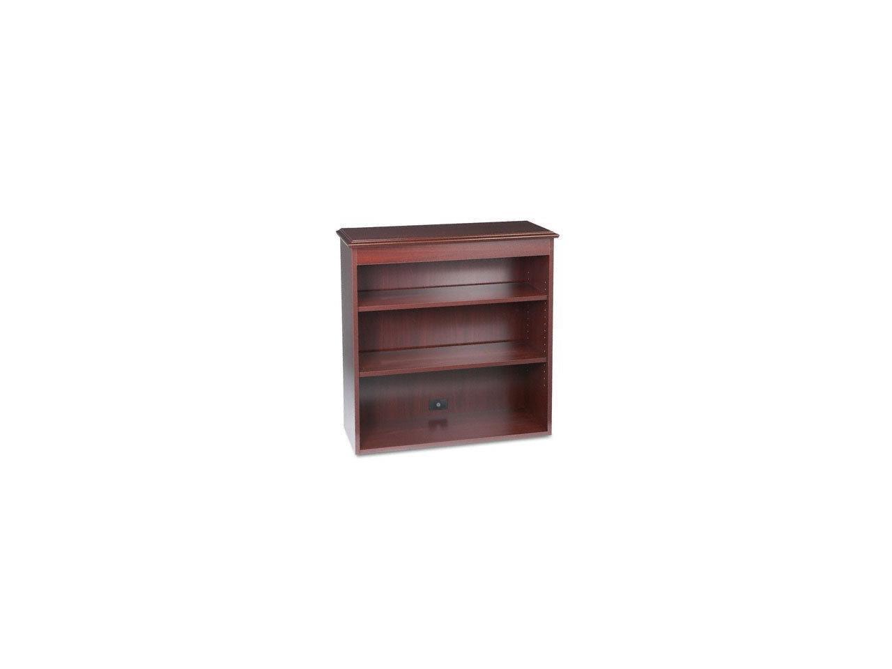 Adjustable Brown Bookcase Hutch with Cord Management