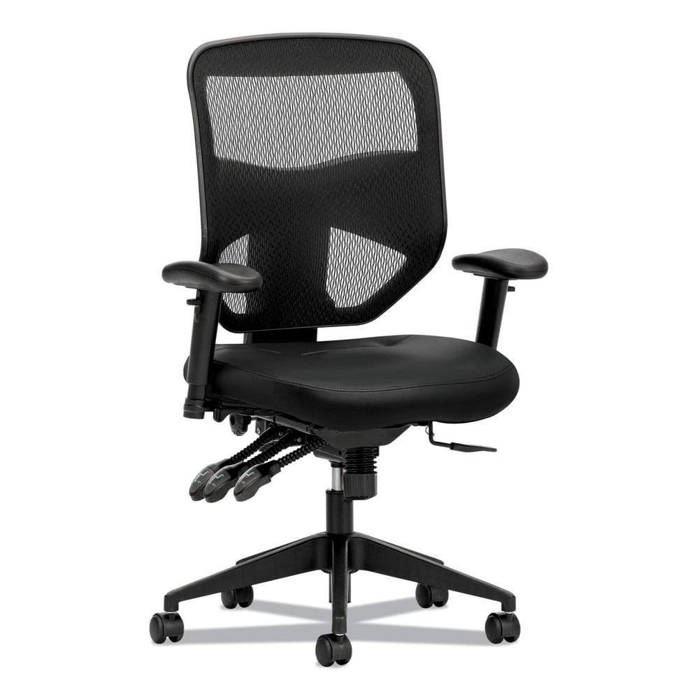 High Back Black Mesh and Leather Swivel Task Chair