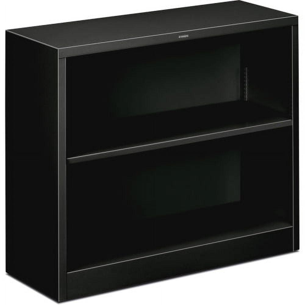 Adjustable Black Steel 2-Shelf Bookcase, 34.5" Wide