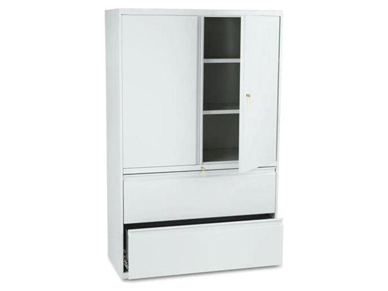 Modern Light Gray Lateral 2-Drawer Legal File Cabinet with Lock