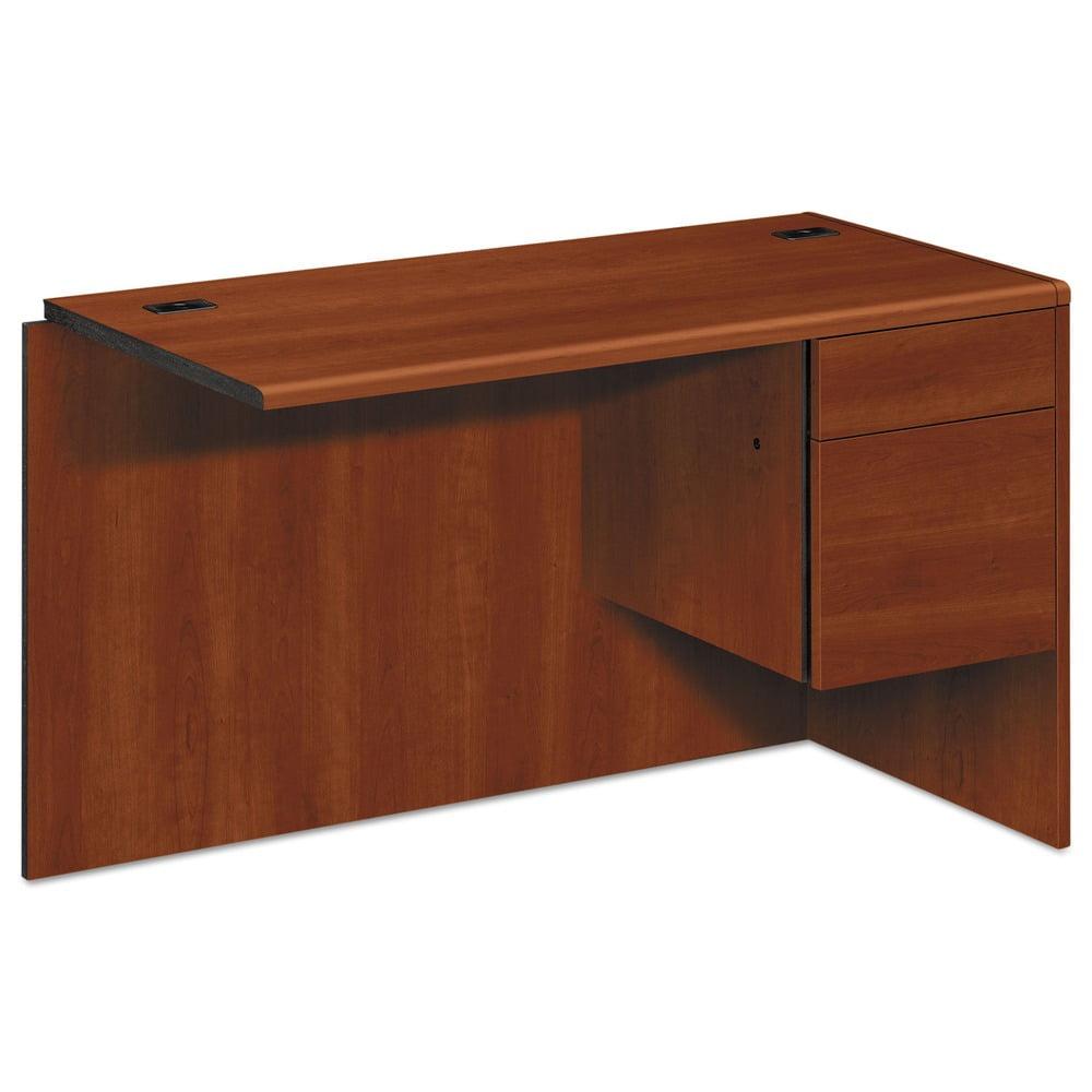 Cognac Elegance 48" L-Shaped Workstation with Hardwood Trim