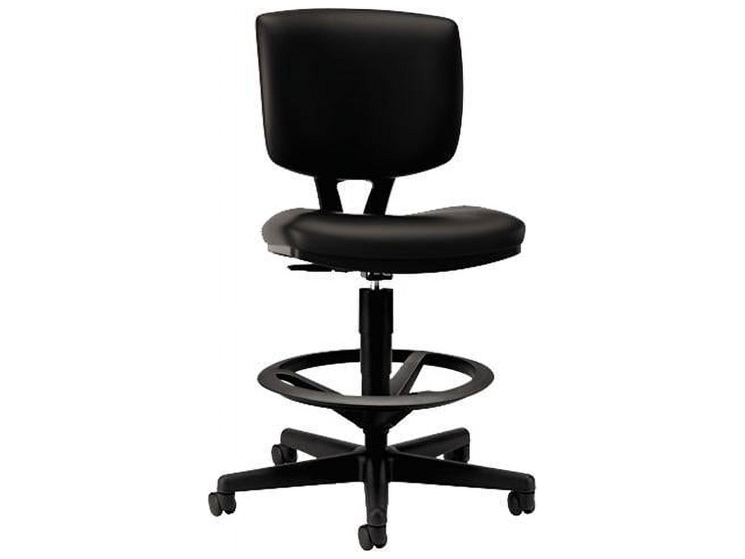 360° Swivel Black Leather Task Chair with Adjustable Arms