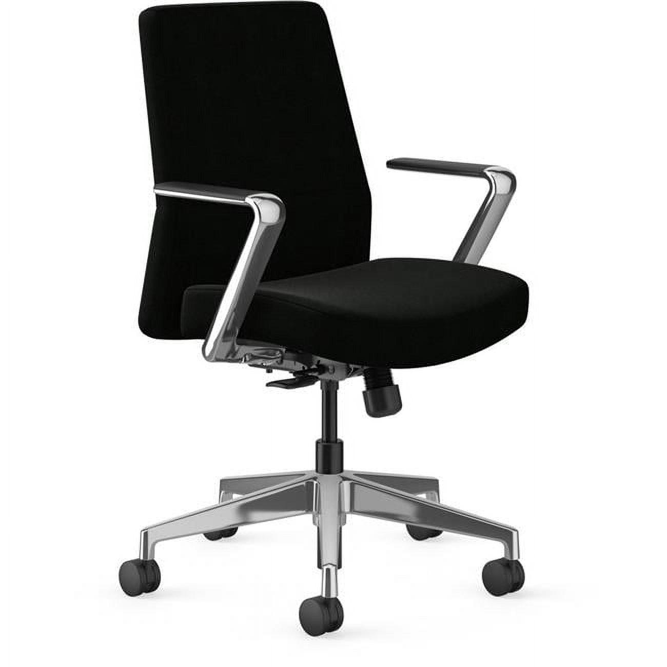 Elegant Cofi Black Managerial Chair with Polished Aluminum Base