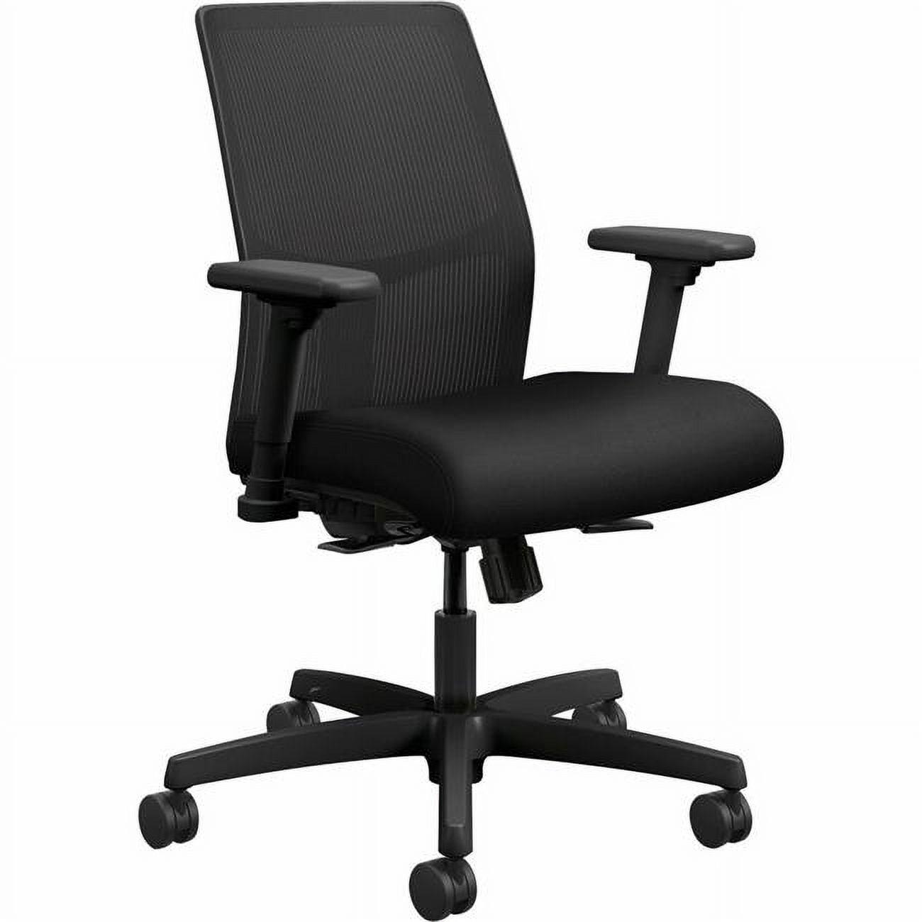 Black Mesh Adjustable Task Chair with Fabric Seat