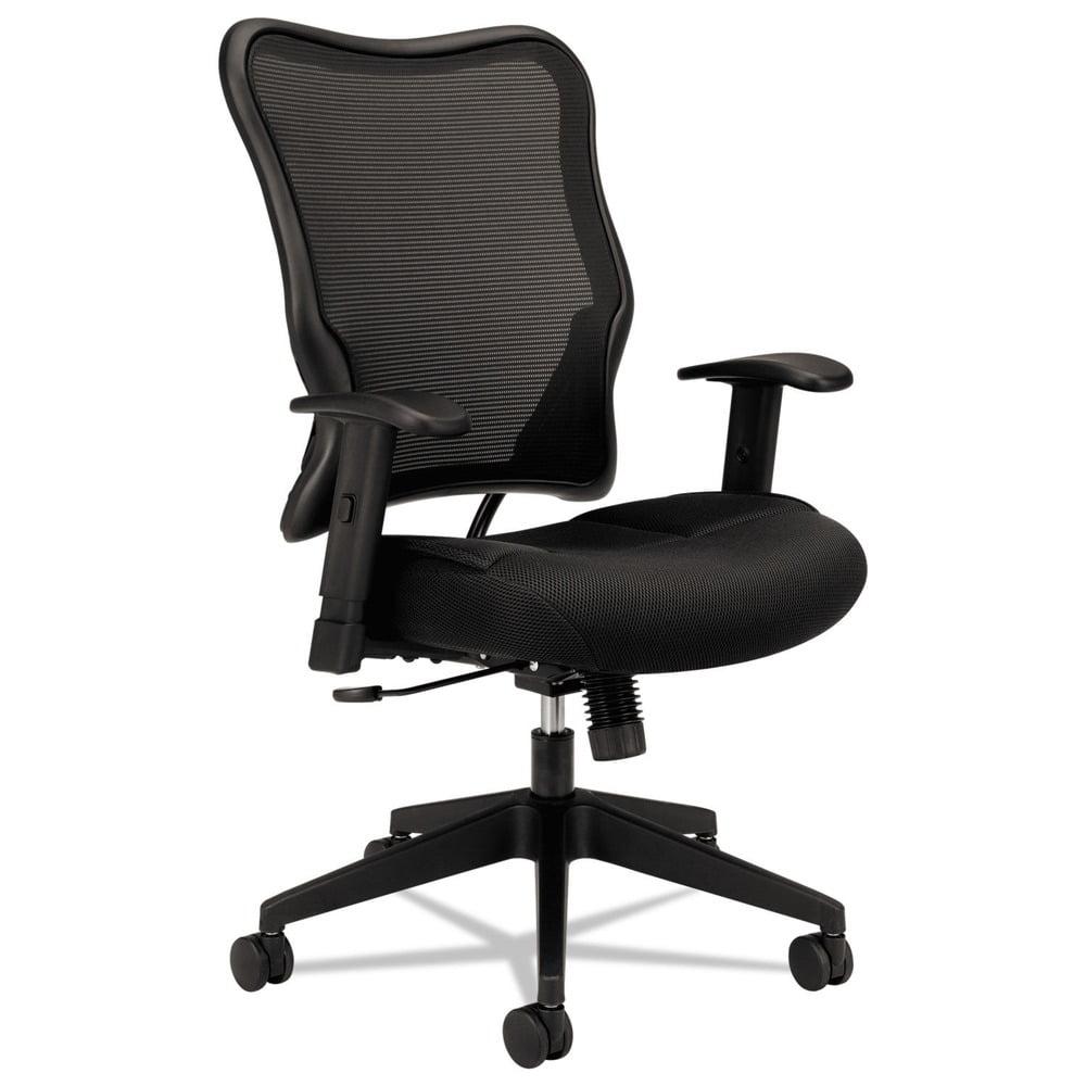 ErgoComfort High-Back Black Mesh Swivel Task Chair with Adjustable Arms