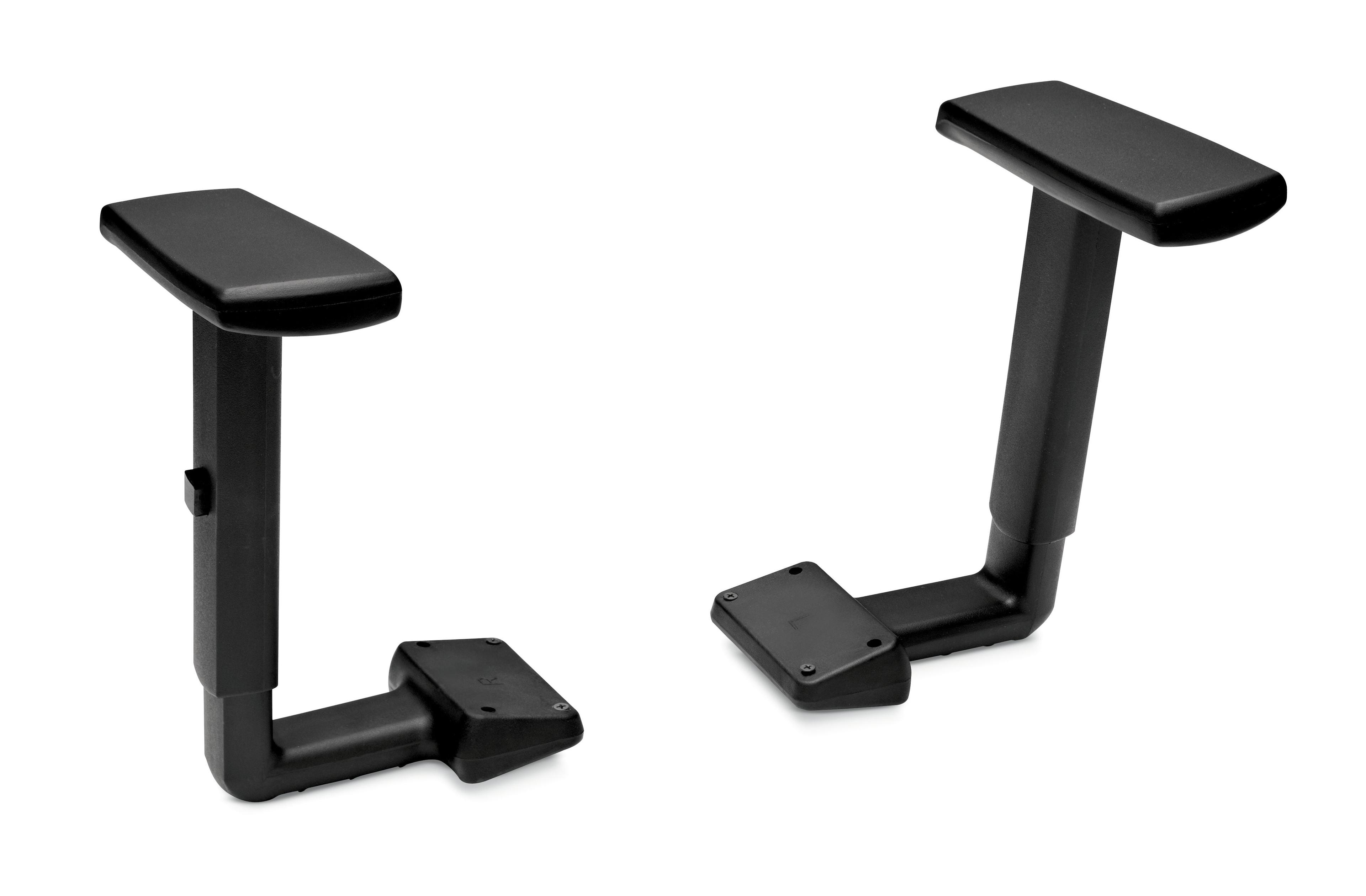 Adjustable Black T-Armrest Pair for Task Chairs, Molded Polyurethane