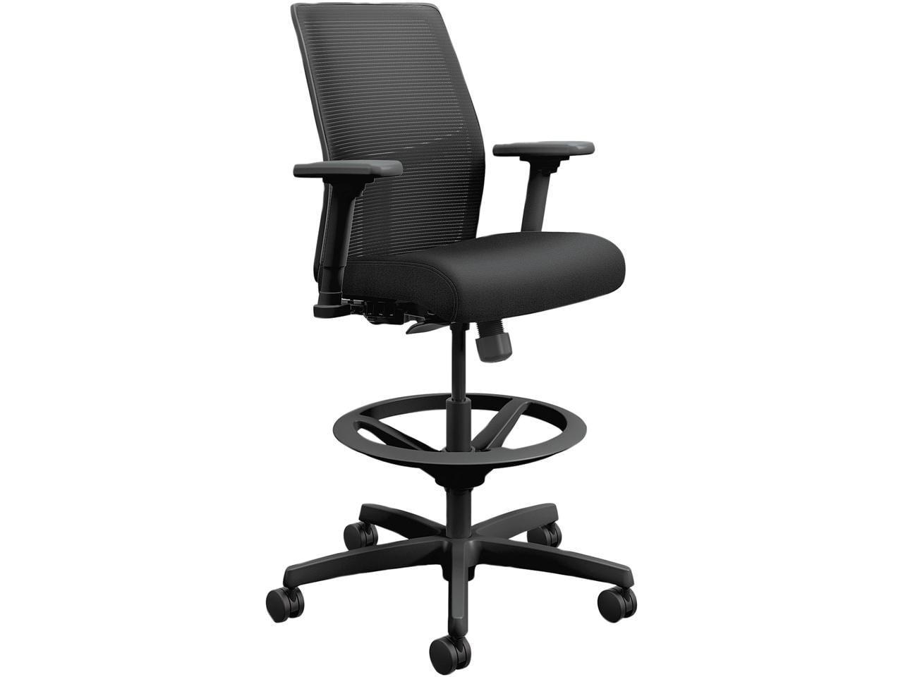 Sophisticated Black Mesh Adjustable Task Office Stool with Foot Ring