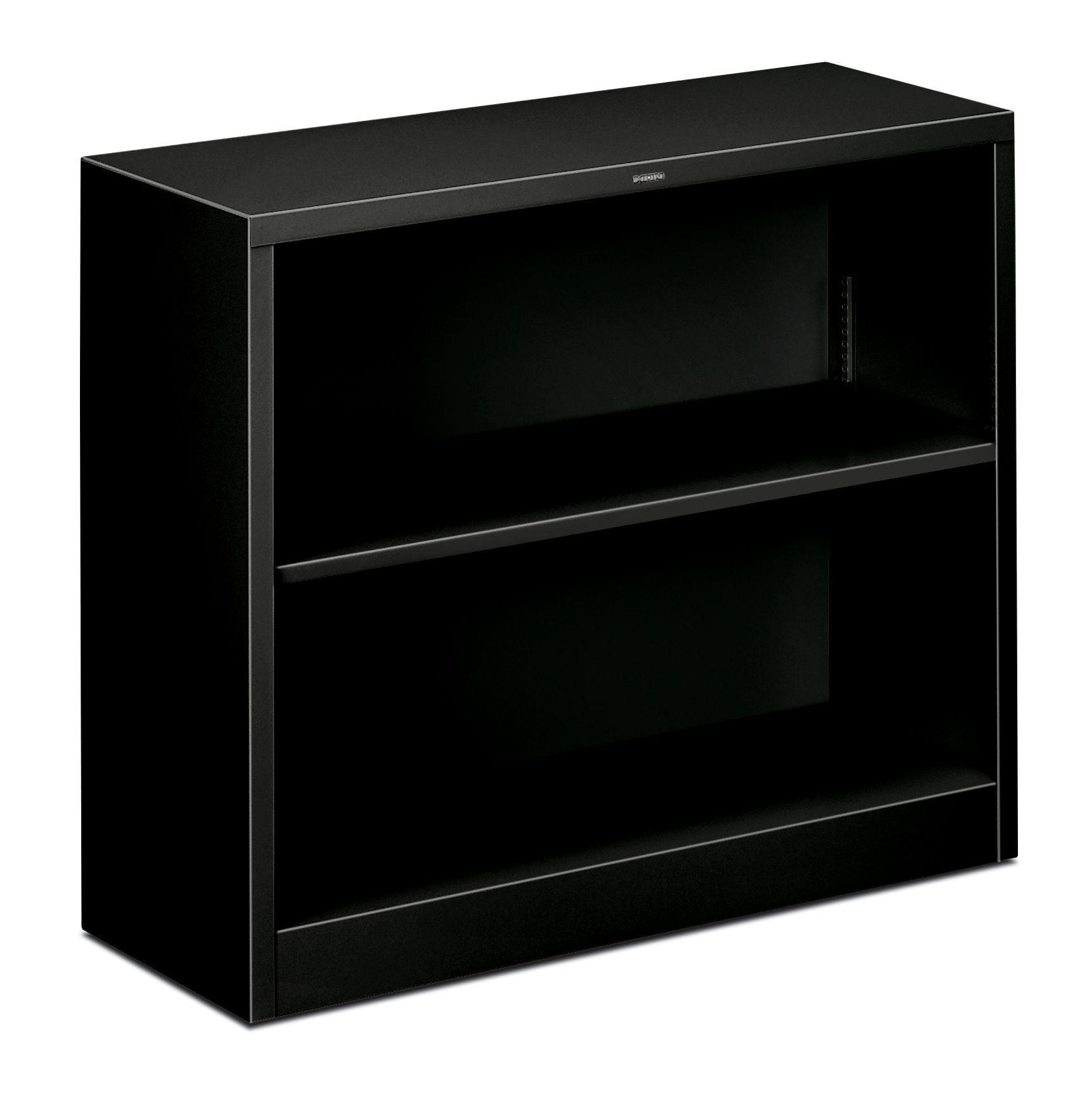 Adjustable Black Steel 2-Shelf Bookcase, 34.5" Wide