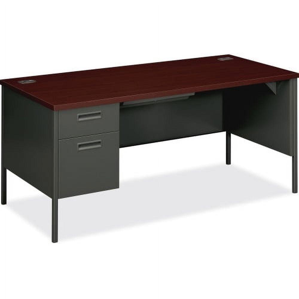 Mahogany and Charcoal Desk with Drawer and Filing Cabinet