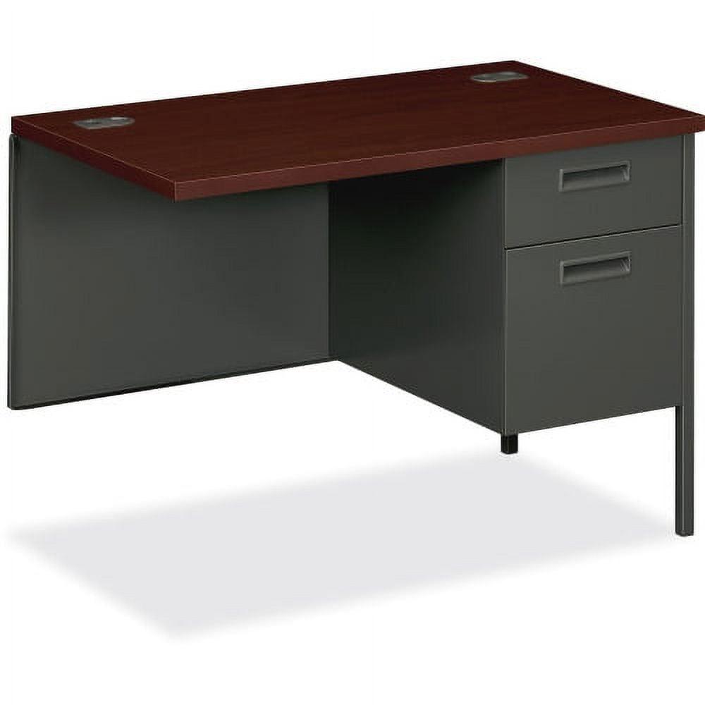 Charcoal and Mahogany Steel 2-Drawer Desk Return