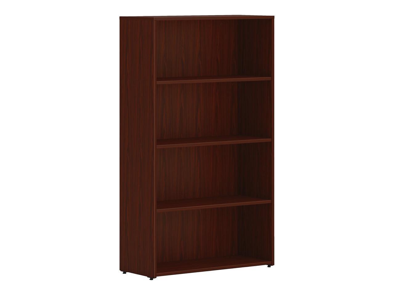 Traditional Mahogany 4-Shelf Adjustable Wood Bookcase