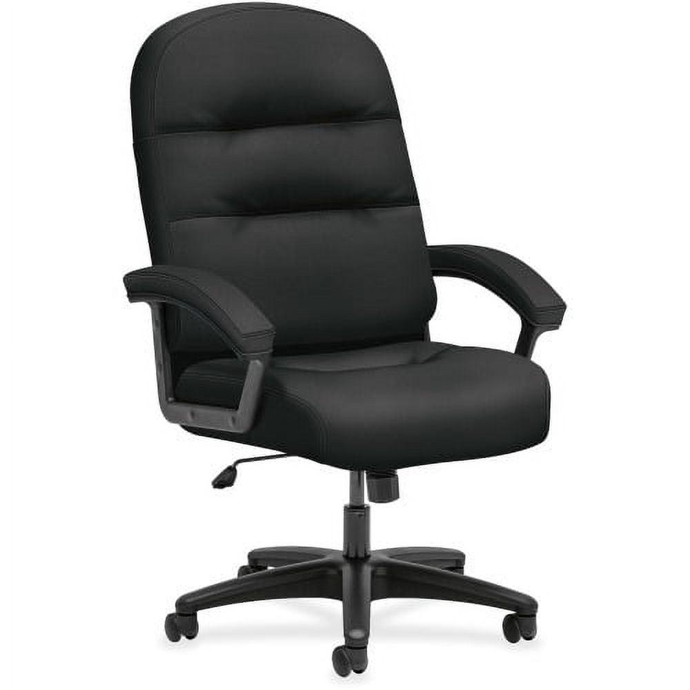 Executive High-Back Swivel Chair with Memory Foam, Black Leather