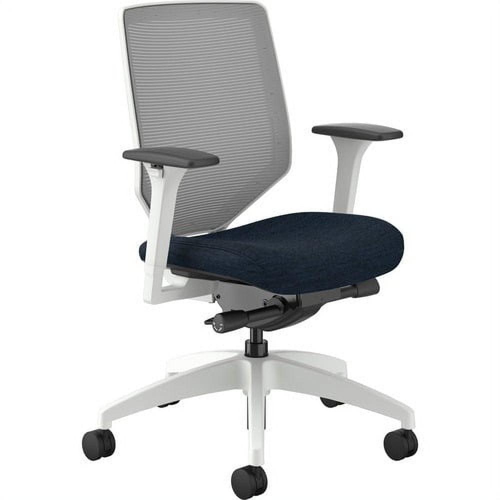 HON Solve Mid-Back Task Chair Midnight Fabric Seat - Fog Back - White Frame - 5-star Base - 19" Seat Width x 19" Seat Depth - 29.5" Width x 29.5" Depth x 42.5" Height - 1 Each