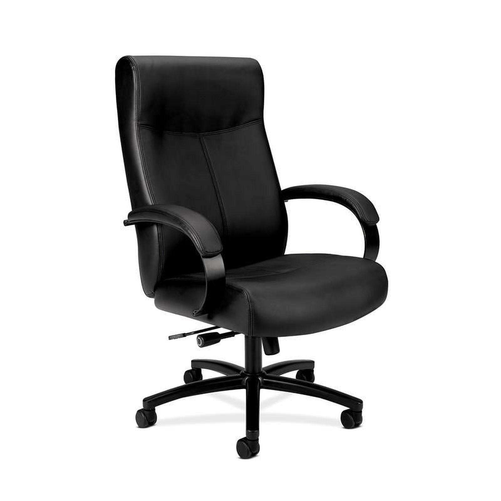 Executive High-Back Black Leather Swivel Chair with Adjustable Arms