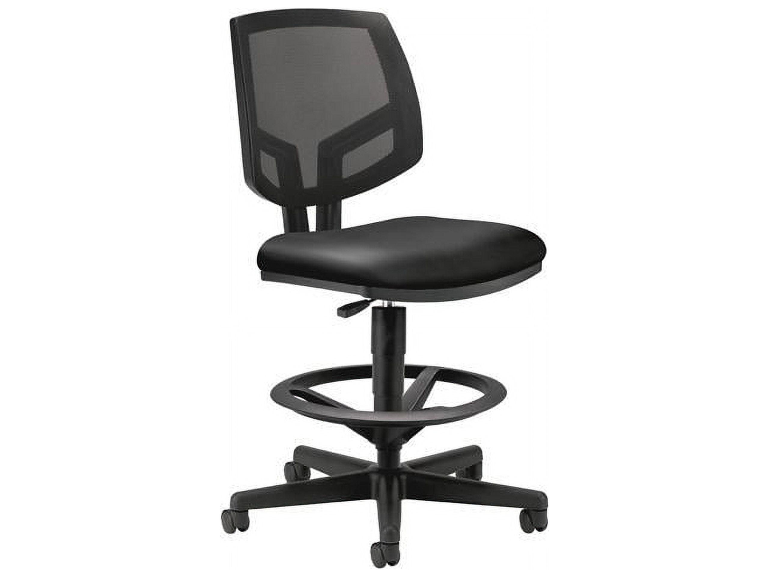 Volt Black Bonded Leather Mesh Back Task Stool with Footring