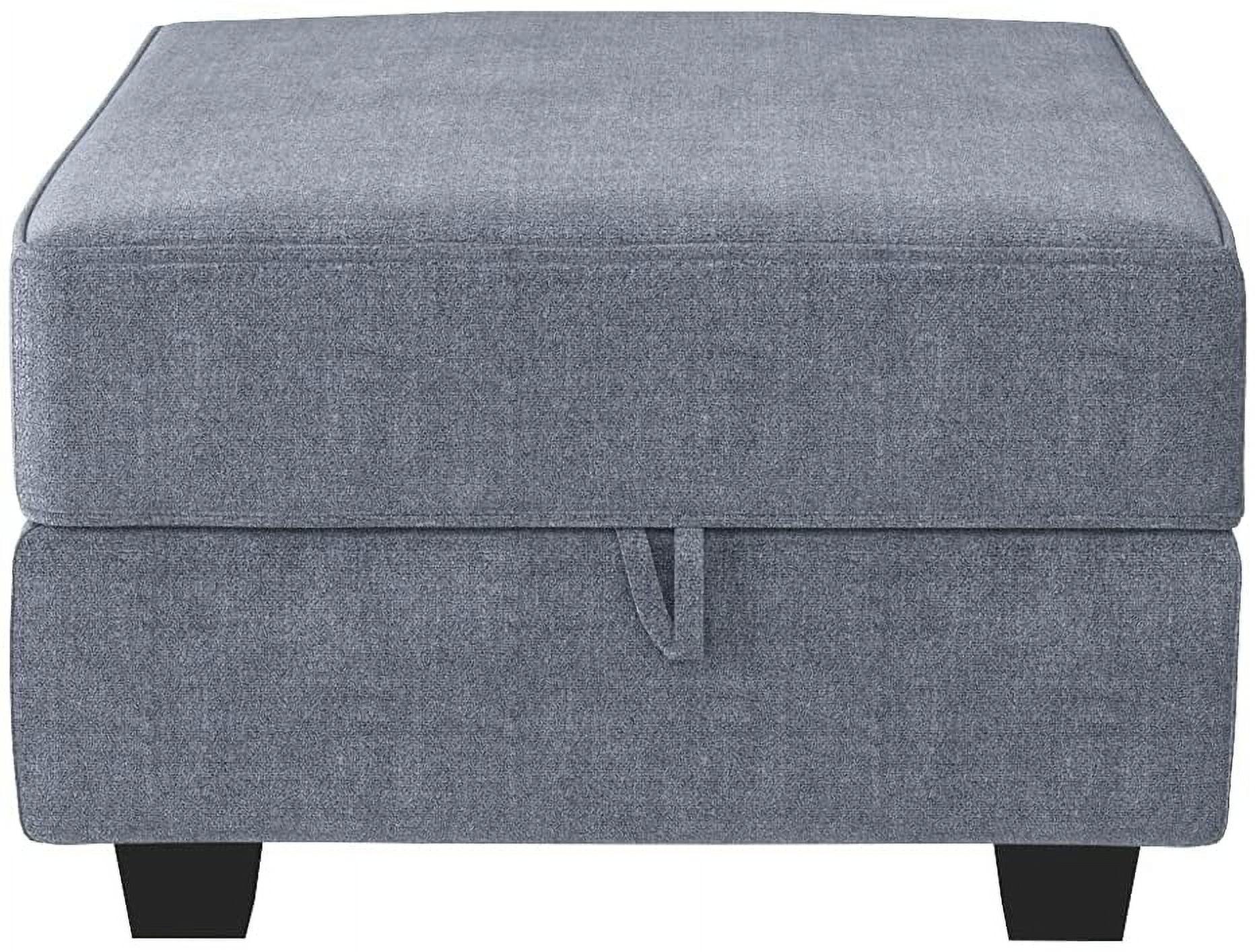 Home Square Ottoman Module for Modular Sectional Sofa, Storage Ottoman Footrest and Square Seat Cube, Linen Foot Stool - Gray