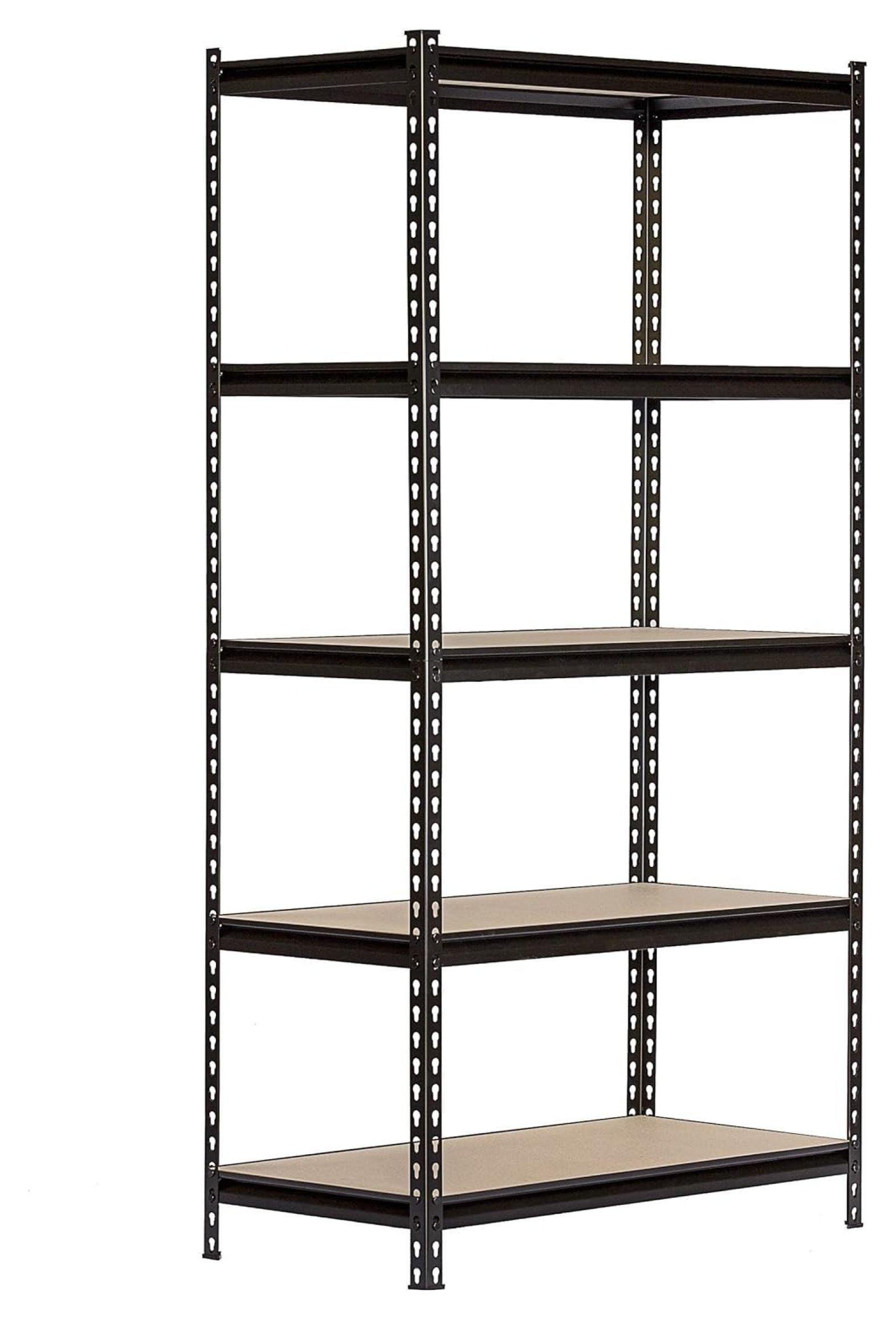 King's Rack 5-Tier Metal Boltless Storage Shelving in Black/Wooden