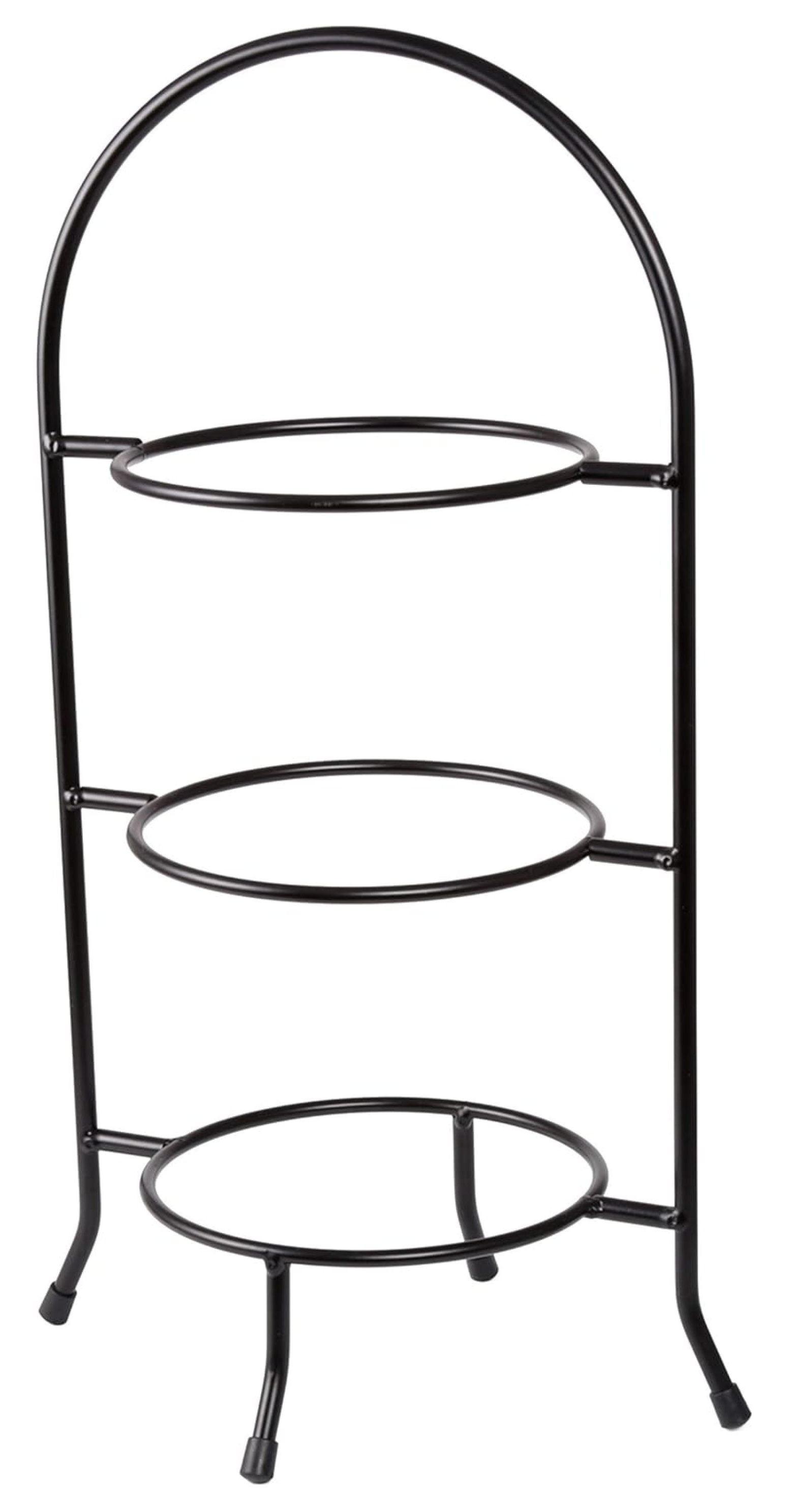 Matte Black Iron 3-Tier Round Dessert Plate Rack