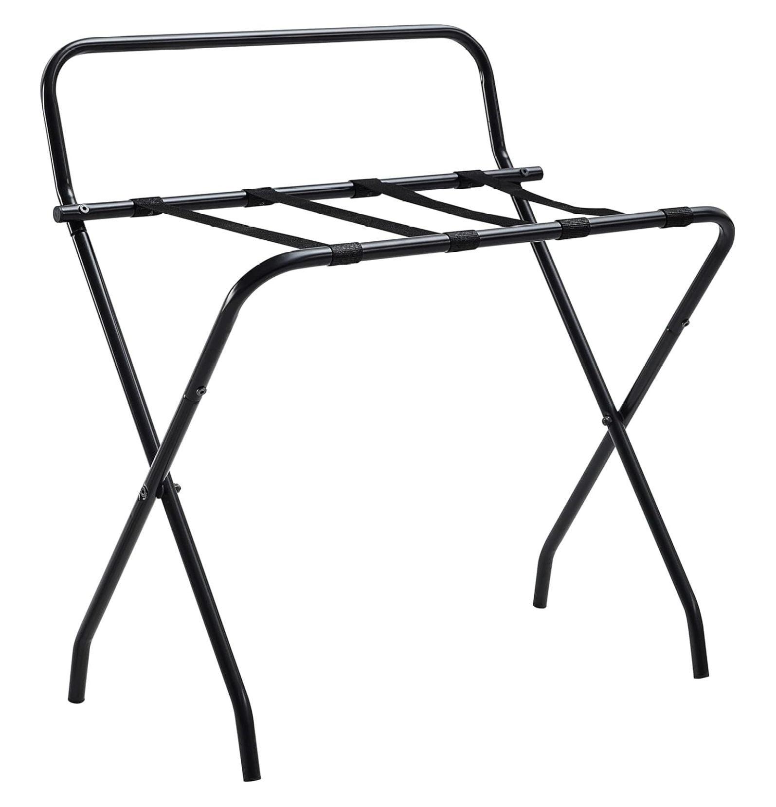 Kings Brand Furniture Ludlow Folding Luggage Rack, Stylish Suitcase Stand, High Back, Black