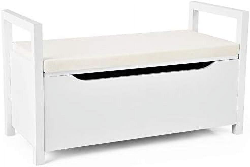 White MDF Shoe Storage Bench with Cushion Seat