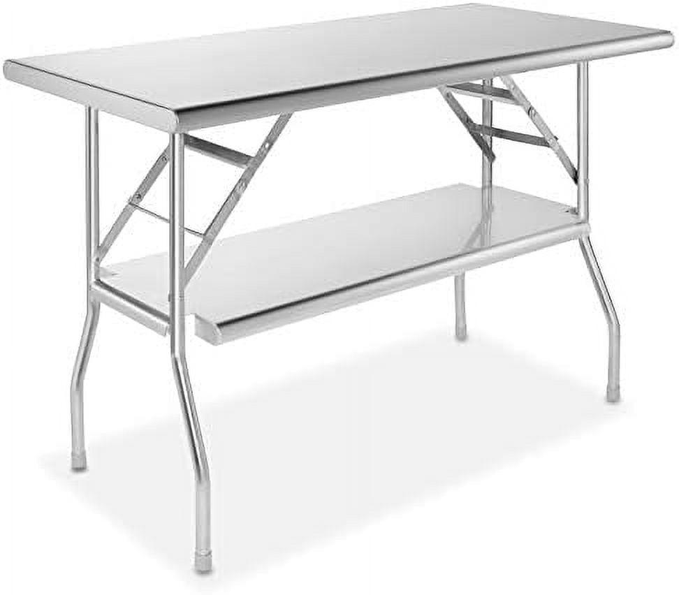 Heavy-Duty 48" x 24" Stainless Steel Folding Work Table with Undershelf