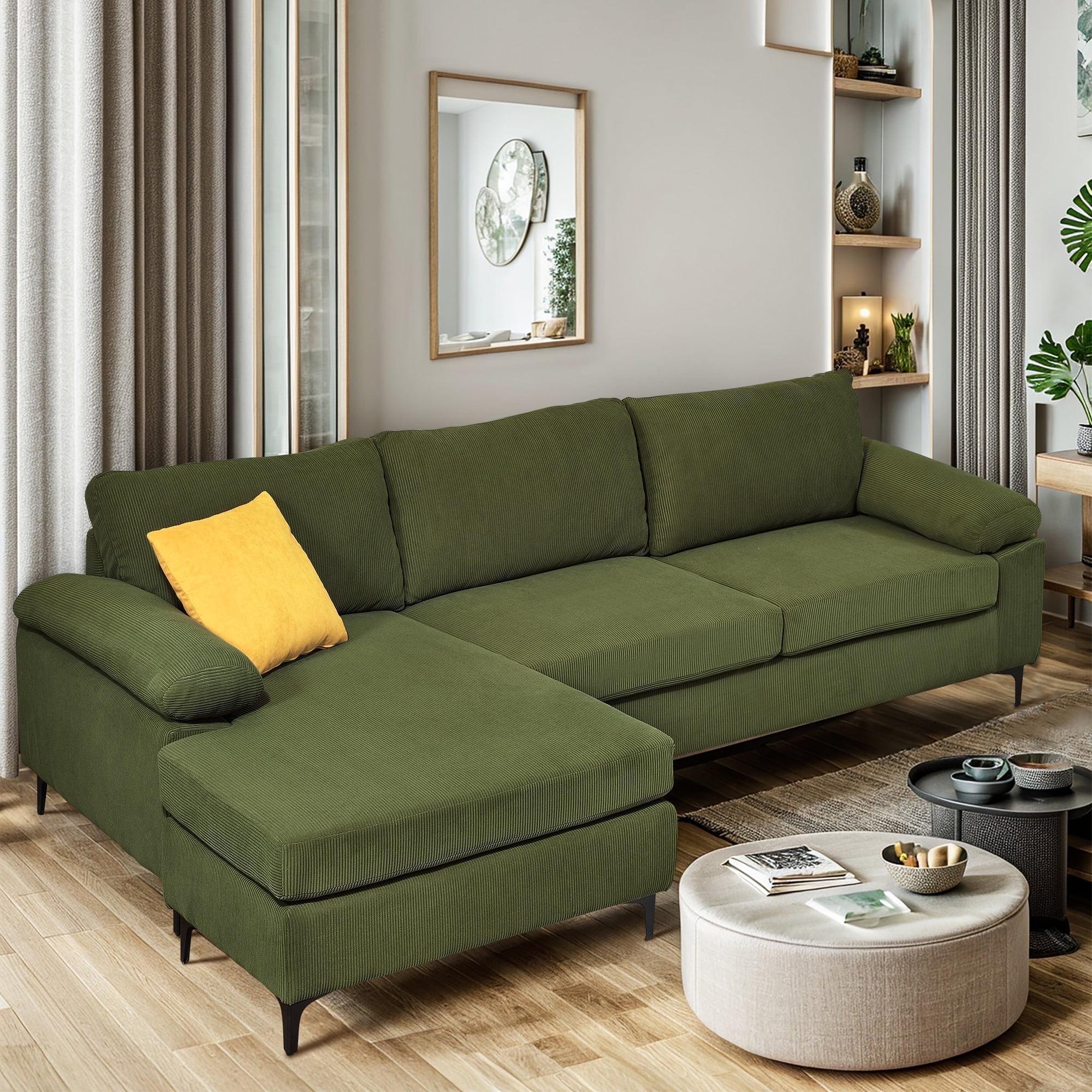 Avrianna Green Polyester Blend Reversible Sectional Sofa