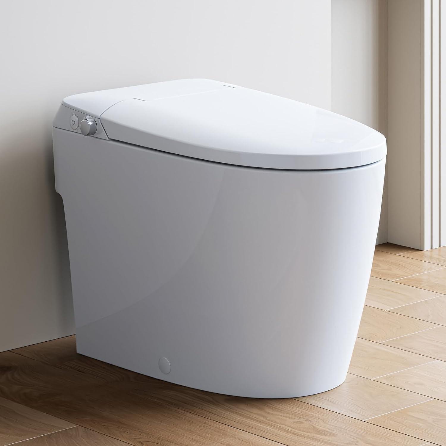 White Elongated Free Standing Non-Electric Smart Bidet Toilet